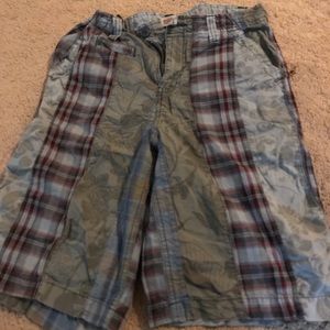 Plaid and flower print dress shorts